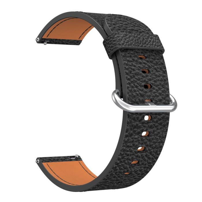 Bild 3, Äkta Läder Armband Med Klasssikt Spänne - Svart (22mm)