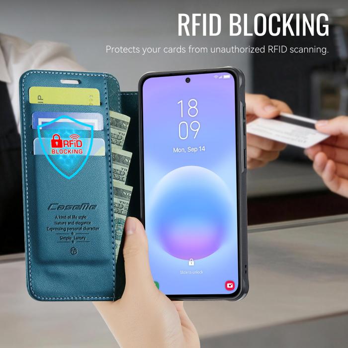 Bild 3, CASEME Samsung Galaxy A17/A16/A26 Skal RFID Plånbok Blå
