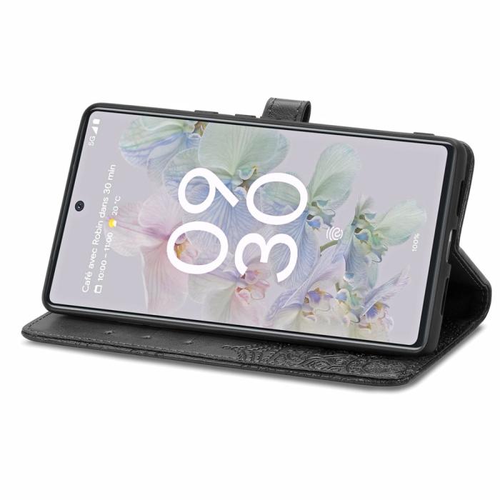 Bild 5, Google Pixel 6A Fodral Mandala Läder Svart
