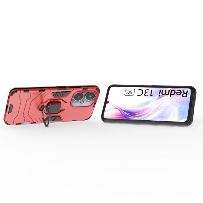 Bild 3, Xiaomi Redmi 13C 4G Skal Armor Hybrid Kickstand Röd