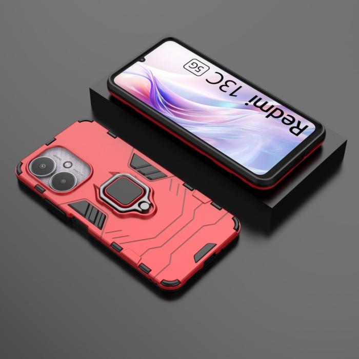 Bild 5, Xiaomi Redmi 13C 4G Skal Armor Hybrid Kickstand Röd