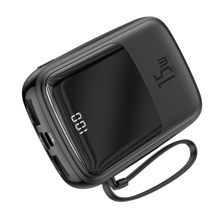 Bild 3, Baseus Q pow 10000 mAh 15W 3A Powerbank Inkl. Lightning Kabel Svart