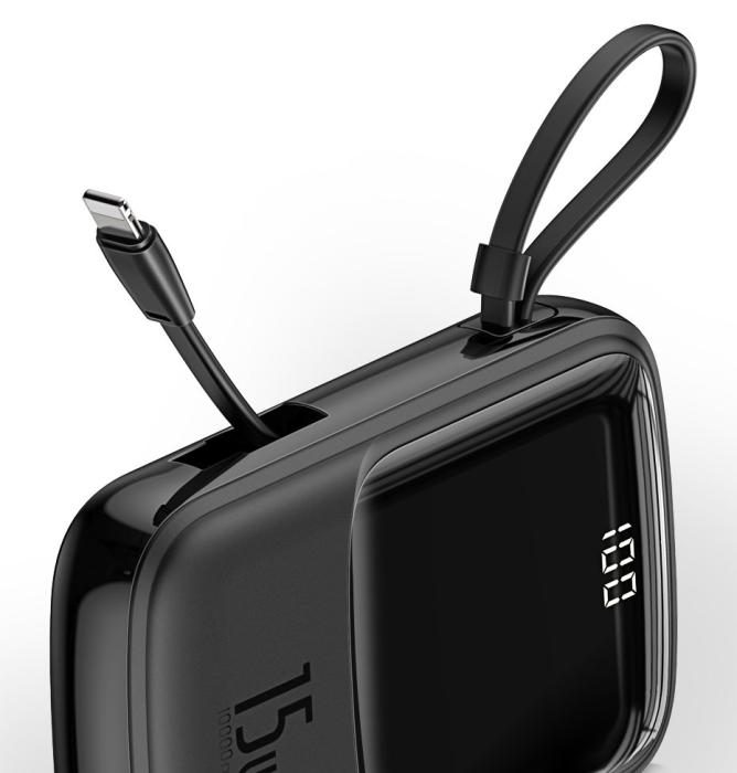 Bild 6, Baseus Q pow 10000 mAh 15W 3A Powerbank Inkl. Lightning Kabel Svart