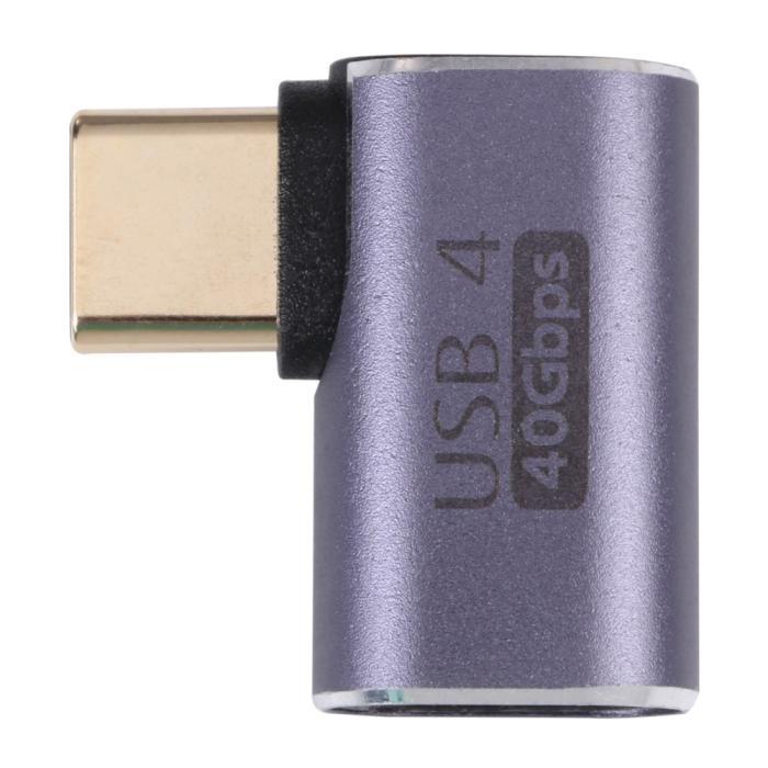 Bild 2, USB-C Hane - USB-C Hona Adapter Elbow USB 4.0 Aluminium Blå