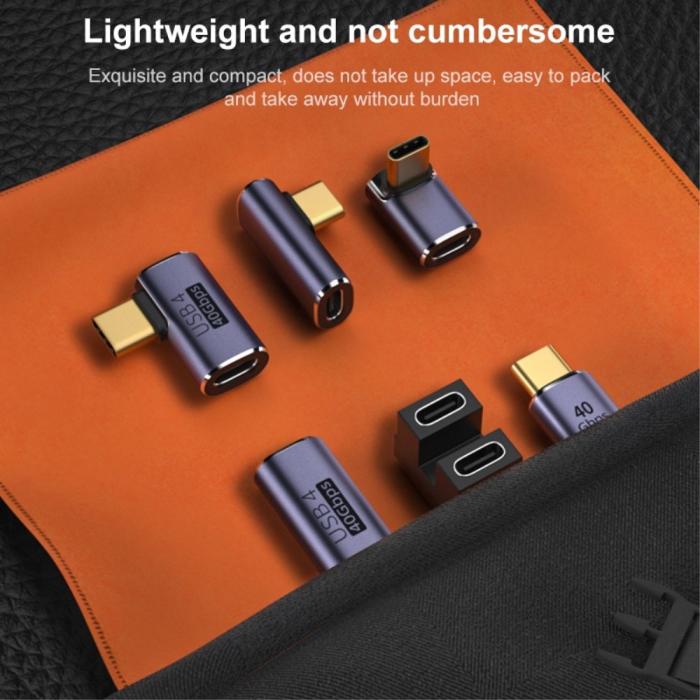 Bild 4, USB-C Hane - USB-C Hona Adapter Elbow USB 4.0 Aluminium Blå