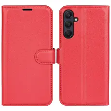 Samsung Galaxy A16 / A26 5G Fodral Litchi L&auml;der Textur R&ouml;d