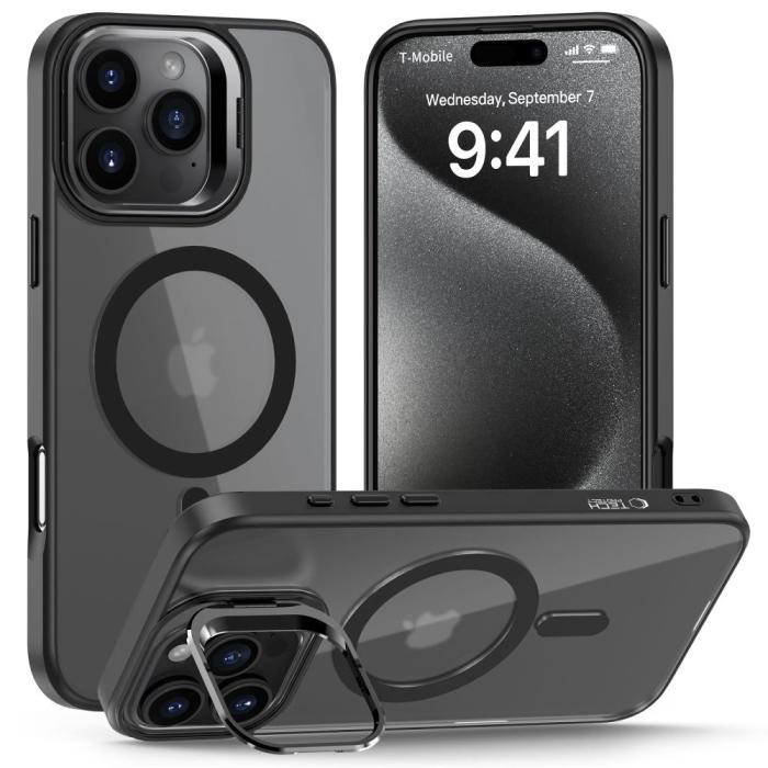 Bild 1, Tech-Protect iPhone 16 Pro Skal MagSafe MagStand Matt Svart