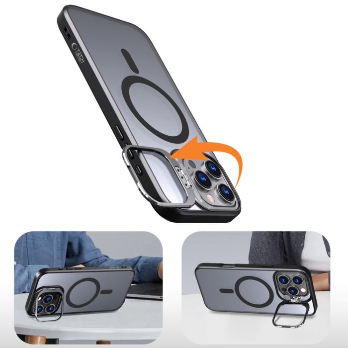 Bild 2, Tech-Protect iPhone 16 Pro Skal MagSafe MagStand Matt Svart