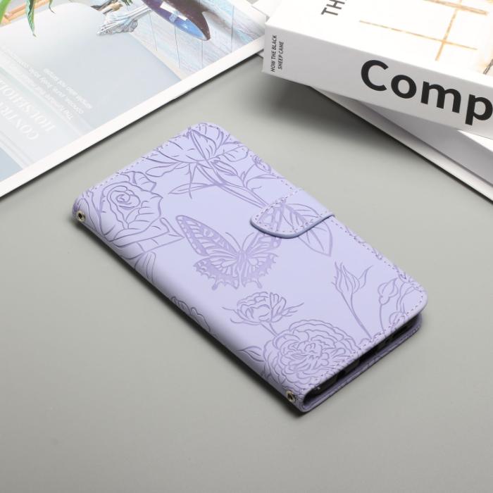 Bild 2, Motorola Moto G22 Fodral Fjäril/Pion präglad Lila