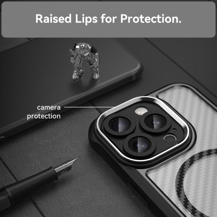 Bild 4, iPhone 16 Pro Skal MagSafe Kolfiber Textur Svart