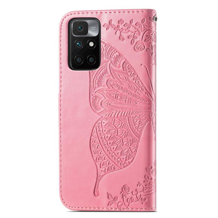 Bild 3, Xiaomi Redmi 10 Fodral Butterfly Läder Rosa