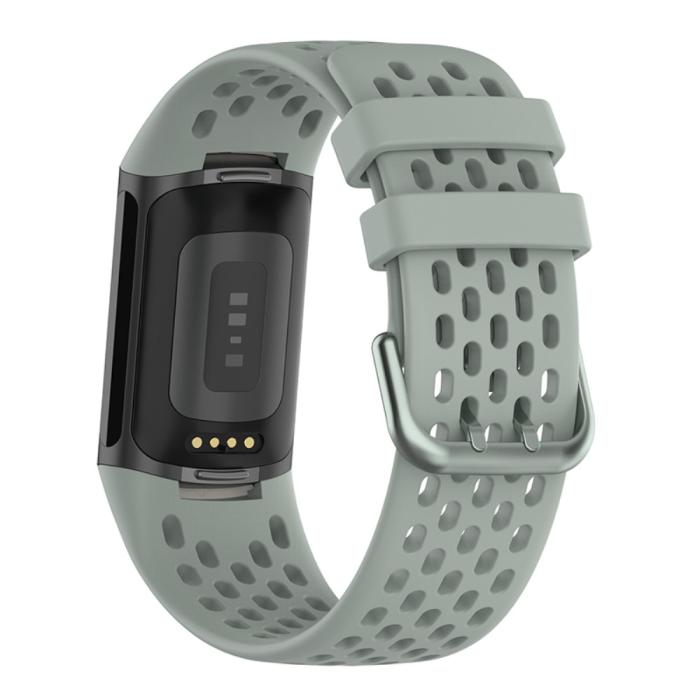 Bild 2, Fitbit Charge 6 / 5 Armband Silikon Ihåligt Grå