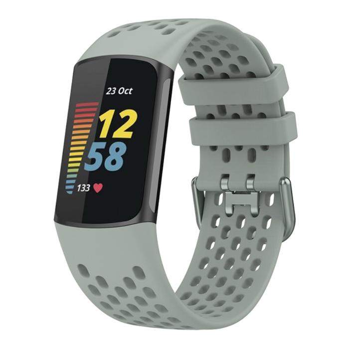 Bild 3, Fitbit Charge 6 / 5 Armband Silikon Ihåligt Grå