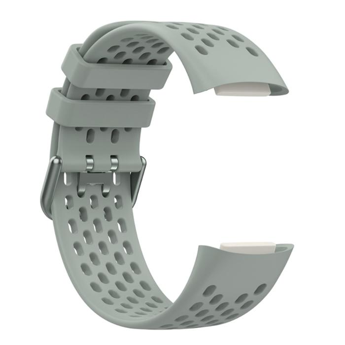 Bild 4, Fitbit Charge 6 / 5 Armband Silikon Ihåligt Grå