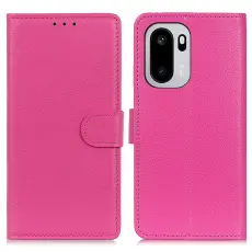 OnePlus 15R Fodral Litchi L&auml;der Rosa