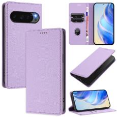 Google Pixel 10/10 Pro / 9/9 Pro Fodral RFID Litchi L&auml;der Lila