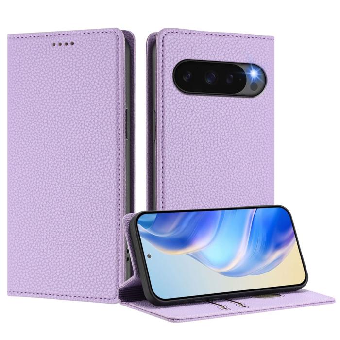 Bild 2, Google Pixel 10/10 Pro / 9/9 Pro Fodral RFID Litchi Läder Lila