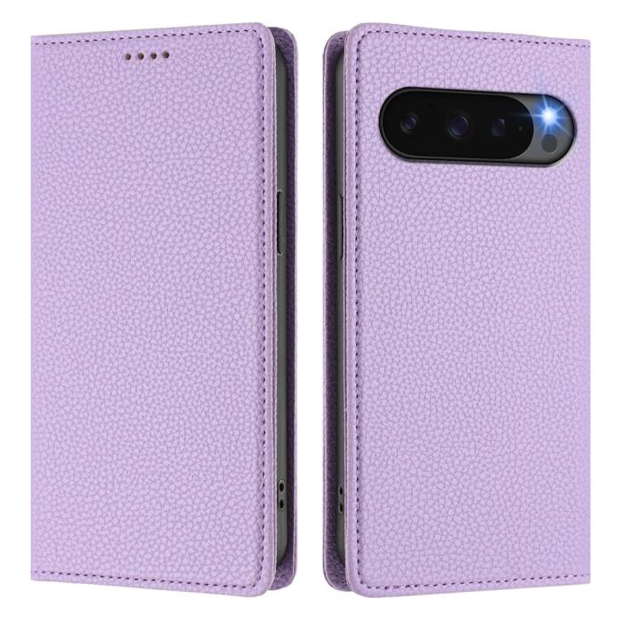 Bild 3, Google Pixel 10/10 Pro / 9/9 Pro Fodral RFID Litchi Läder Lila