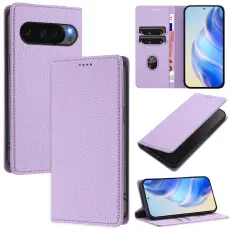 Google Pixel 10/10 Pro / 9/9 Pro Fodral RFID Litchi L&auml;der Lila