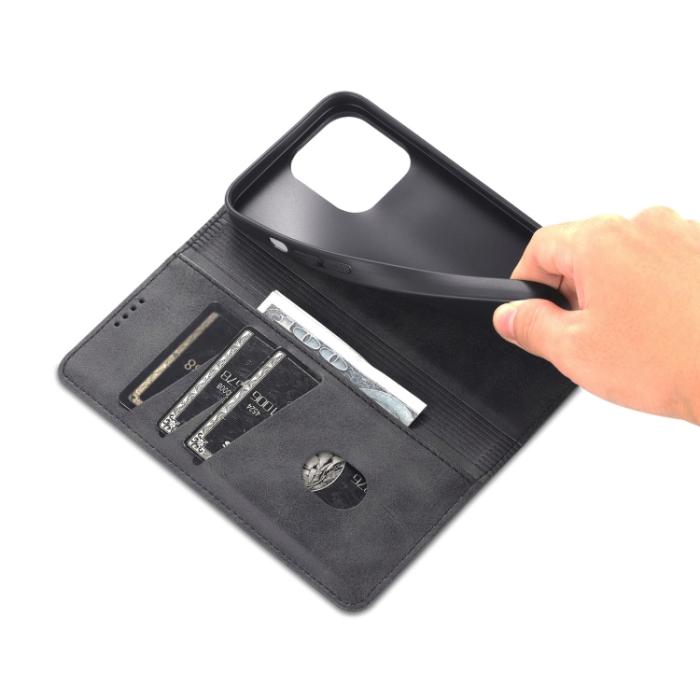 Bild 6, AZNS iPhone 14 Pro Fodral Flip Läder Svart