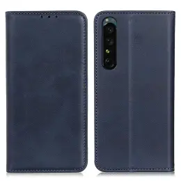 Sony Xperia 1 V Fodral Flip Split Läder Blå