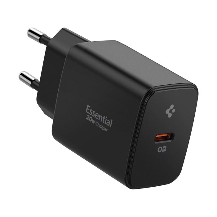 Bild 1, Spigen 20W USB-C Väggladdare Essential Svart