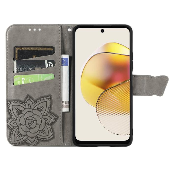 Bild 3, Motorola Moto G73 5G Fodral Butterfly Grå