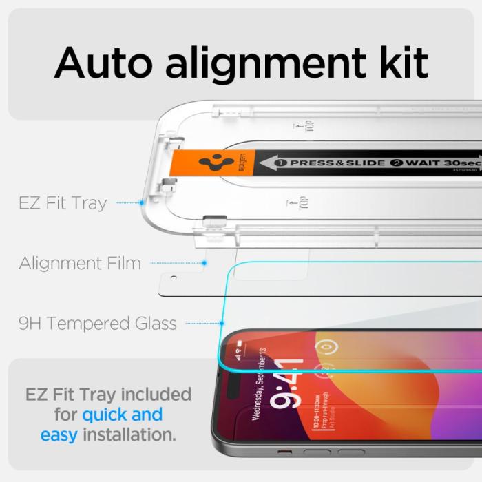 Bild 2, Spigen iPhone 16/15 2-PACK GLAS.tR 
