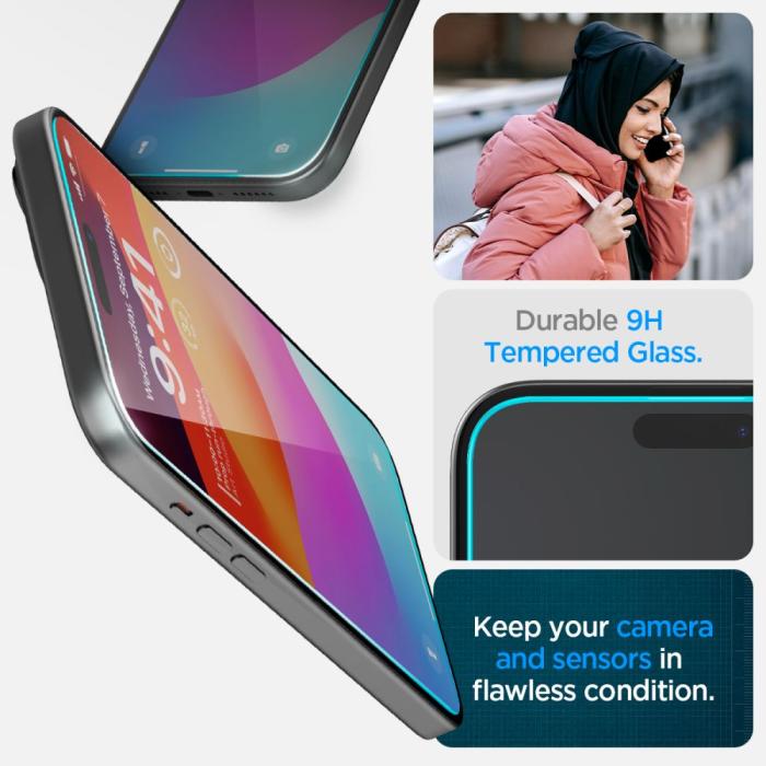 Bild 3, Spigen iPhone 16/15 2-PACK GLAS.tR 
