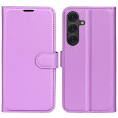 Samsung Galaxy S25 Plus Fodral Litchi L&auml;der Lila