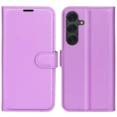 Samsung Galaxy S25 Plus Fodral Litchi L&auml;der Lila