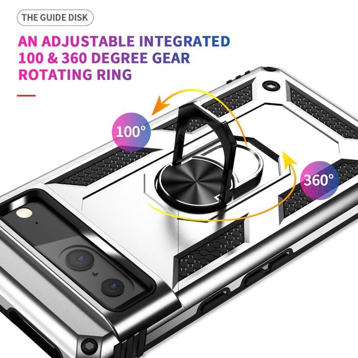 Bild 6, Google Pixel 7 Skal Shockproof Hybrid Ring Armor Silver