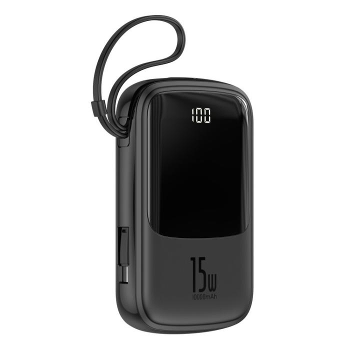 Bild 2, Baseus Q pow 10000 mAh 15W 3A Powerbank Inkl. USB-C Kabel - Svart