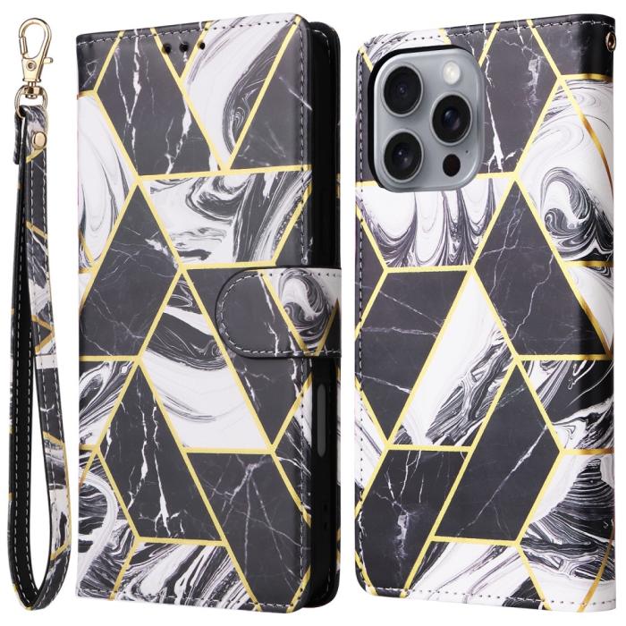 Bild 1, iPhone 16 Pro Max Fodral Marmor Tryck Svart