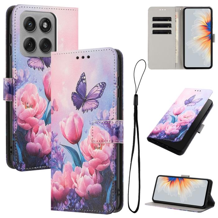 Bild 2, Motorola Edge 60 Pro Fodral Med Tryck Rosa Blommor