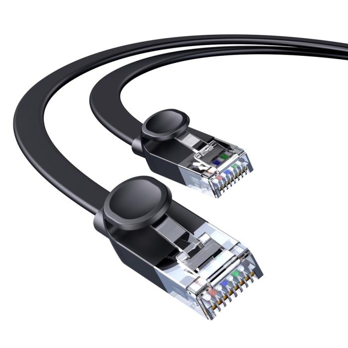 Bild 2, Baseus 2m Cat6 Platt RJ45 Nätverkskabel Svart