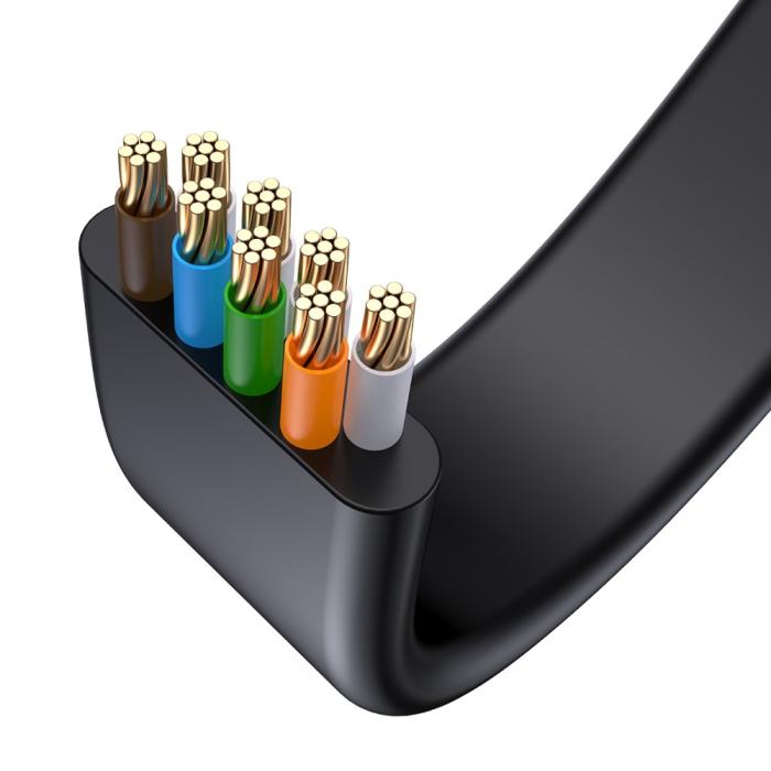 Bild 3, Baseus 2m Cat6 Platt RJ45 Nätverkskabel Svart