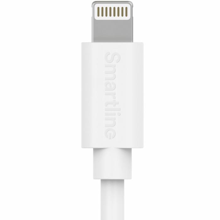 Bild 3, Smartline 3m Lightning MFi Laddningskabel Vit
