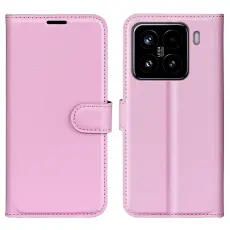 Xiaomi 15 Fodral Litchi L&auml;der Ljus Rosa