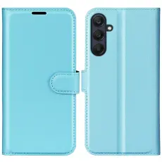 Samsung Galaxy A16 / A26 5G Fodral Litchi L&auml;der Textur Bl&aring;