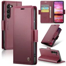 CASEME Samsung Galaxy S25 Fodral RFID L&auml;der R&ouml;d