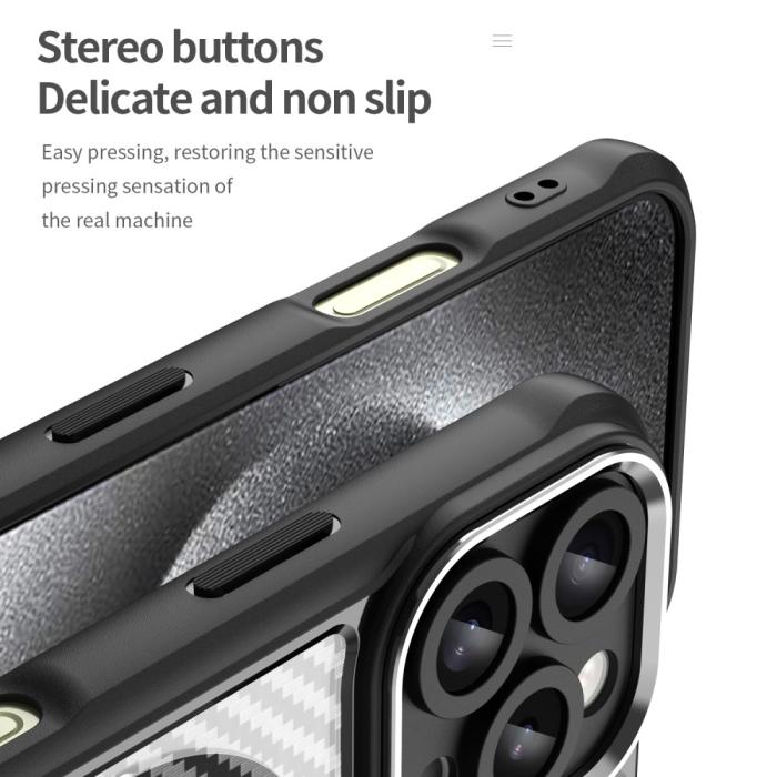 Bild 6, iPhone 16 Pro Skal MagSafe Kolfiber Textur Svart