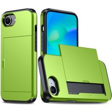 iPhone 17e / 16e Skal Hybrid Med Kortfack Gr&ouml;n