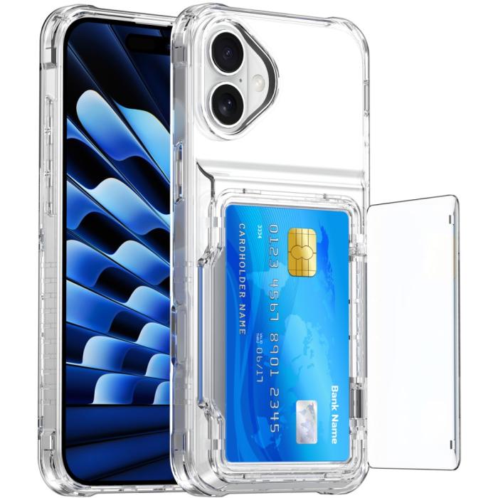 Bild 2, iPhone 16 Plus Skal Kickstand Med Korthållare Transparent