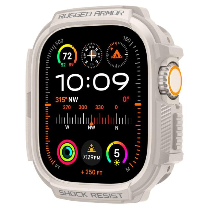 Bild 2, Spigen Apple Watch Ultra 49 mm Skal Rugged Armor Dune Beige