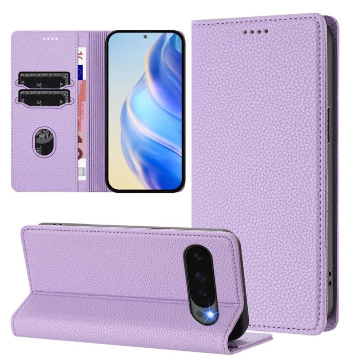 Bild 4, Google Pixel 10/10 Pro / 9/9 Pro Fodral RFID Litchi Läder Lila