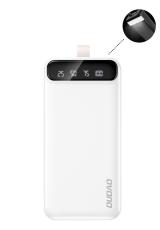 Dudao 30000 mAh Power Bank 3x USB med LED-display - Vit