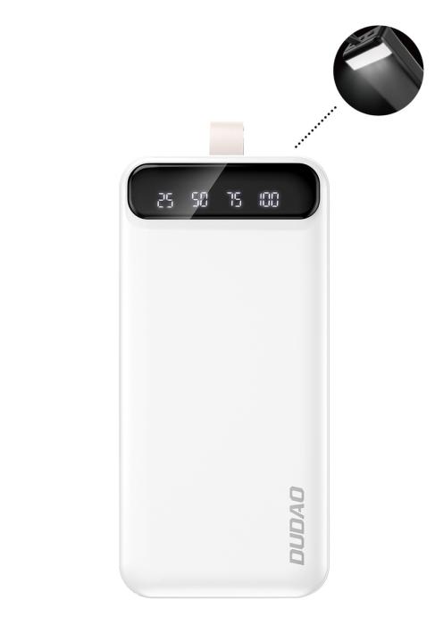 Bild 1, Dudao 30000 mAh Power Bank 3x USB med LED-display - Vit