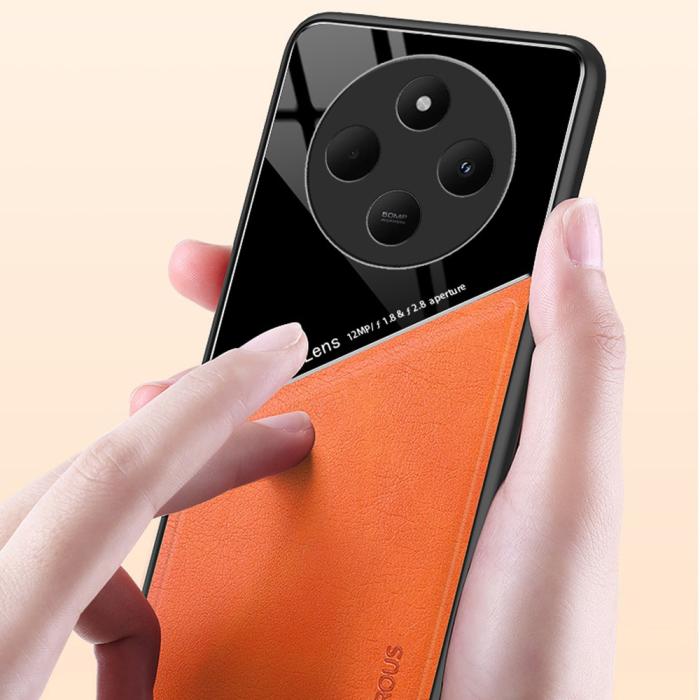 Bild 4, Xiaomi Redmi 14C Skal Med Inbyggd Magnetplatta Läder Orange