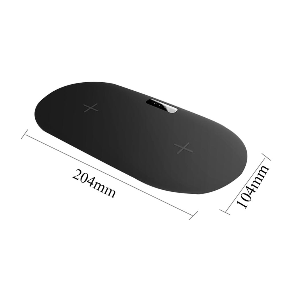 Trådlös Dual Qi Laddare USB-C 2x10W Svart
